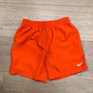 Boys size 6 Nike Bright Orange Dri-Fit Shorts with White Swoosh